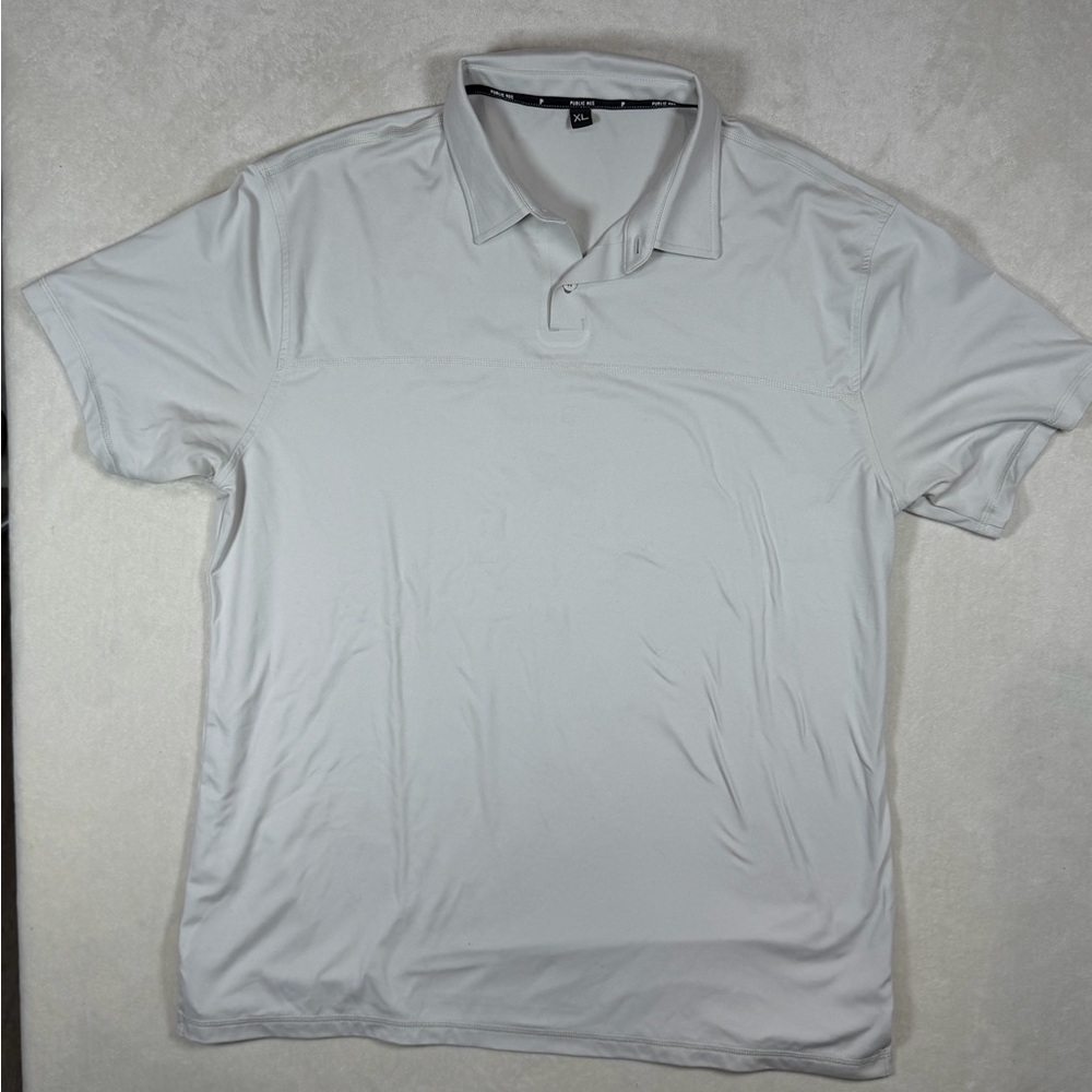 Public Rec XL White Gray Performance Athletic Polo Shirt for Men NOBULL